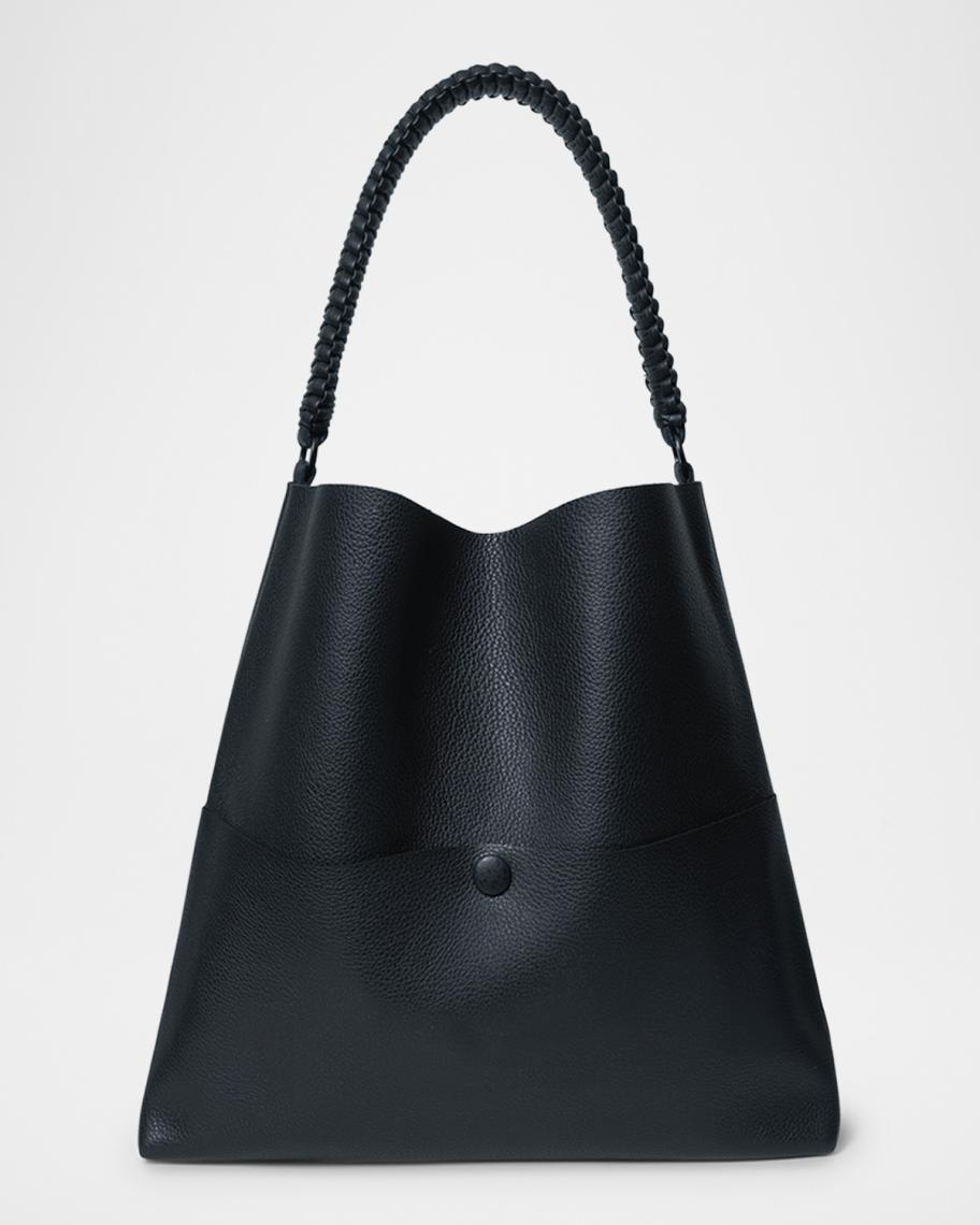 Callista Slim Medium Grained Leather Tote Bag | Neiman Marcus