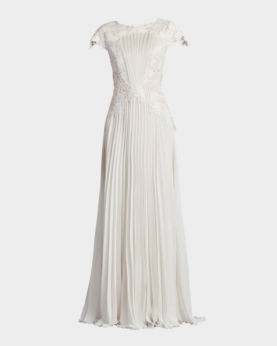 Tadashi Shoji Women's Embroidered Lace Cap Sleeve Gown - White - Gowns