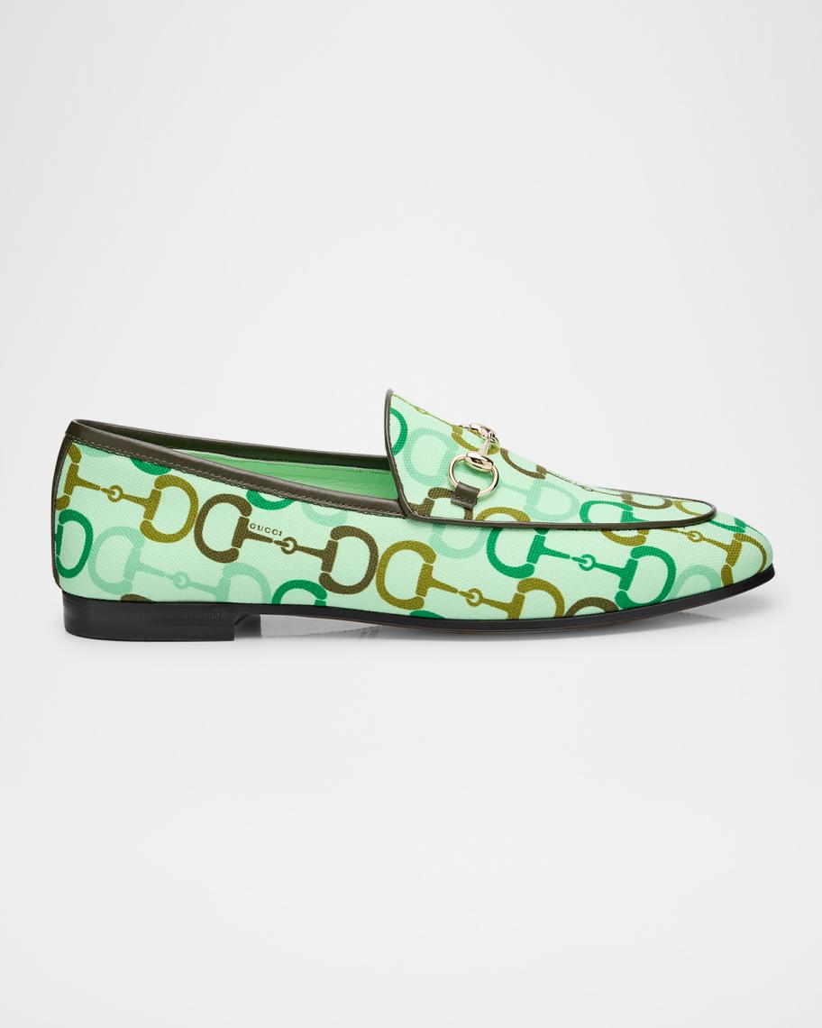 Gucci Jordaan Printed Cotton Horsebit Loafers | Neiman Marcus display picture 1
