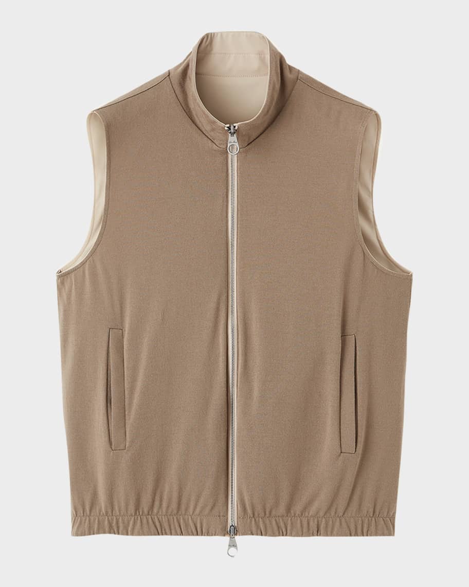 Loro Piana Men's Microfiber/Wool Reversible Zip Vest | Neiman Marcus