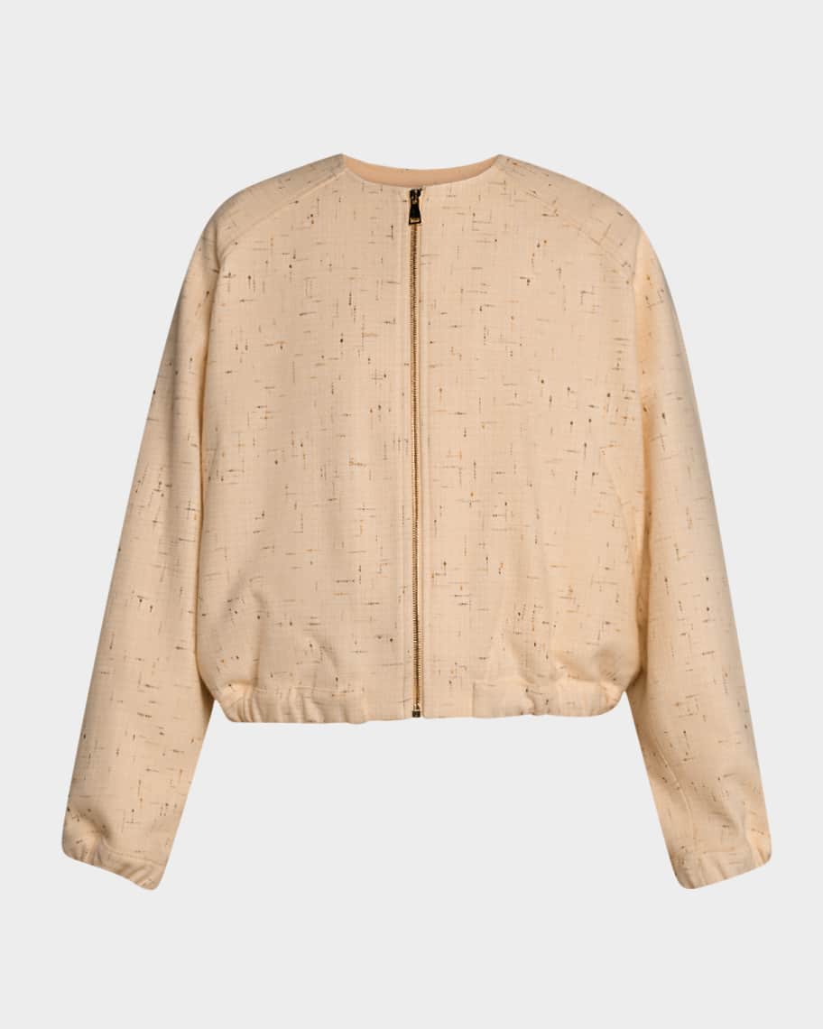 FABIANA FILIPPI Crewneck Donegal Tweed Bomber Jacket | Neiman Marcus