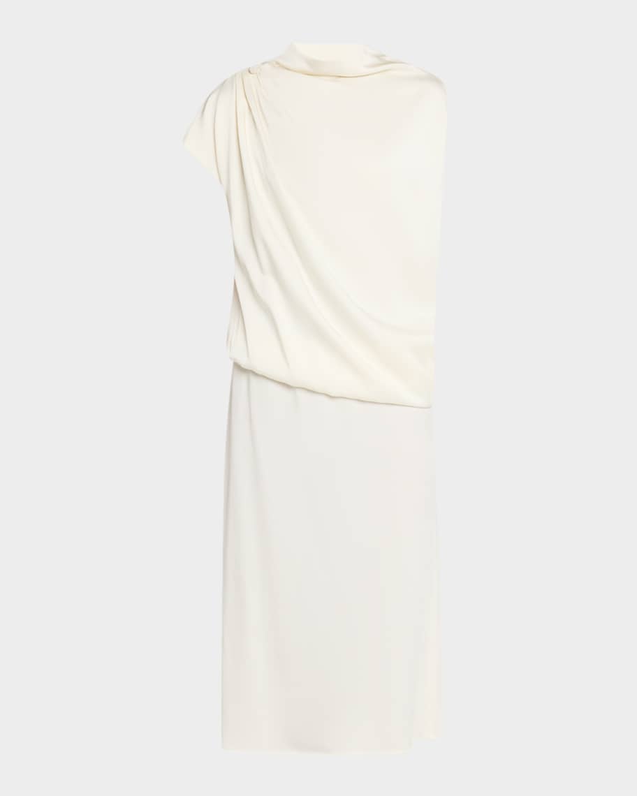ワンピース FABIANA FILIPPI Woman Dress White ABD275F638L180 21 FABIANA FILIPPI Draped Asymmetric Enver Satin Midi Dress