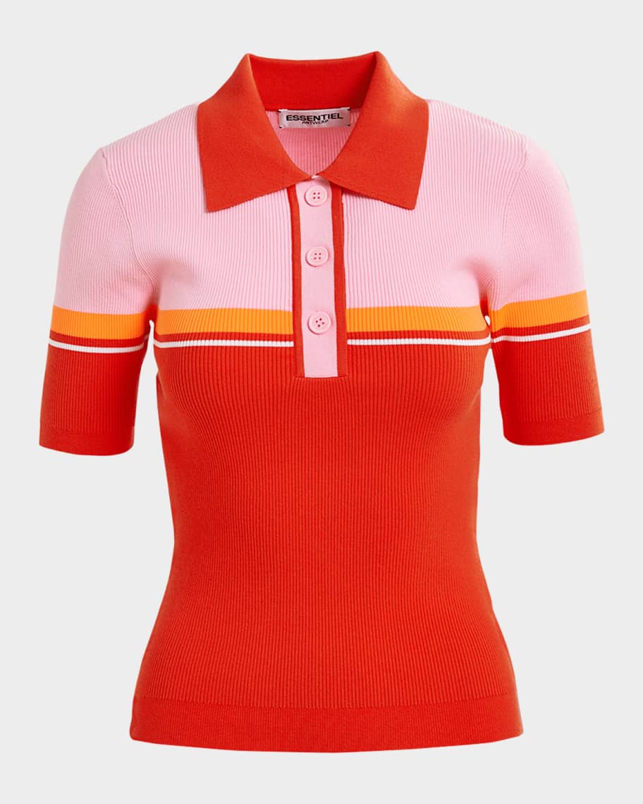 Essentiel Antwerp Hideal Embroidered Polo in Aqua Blue
