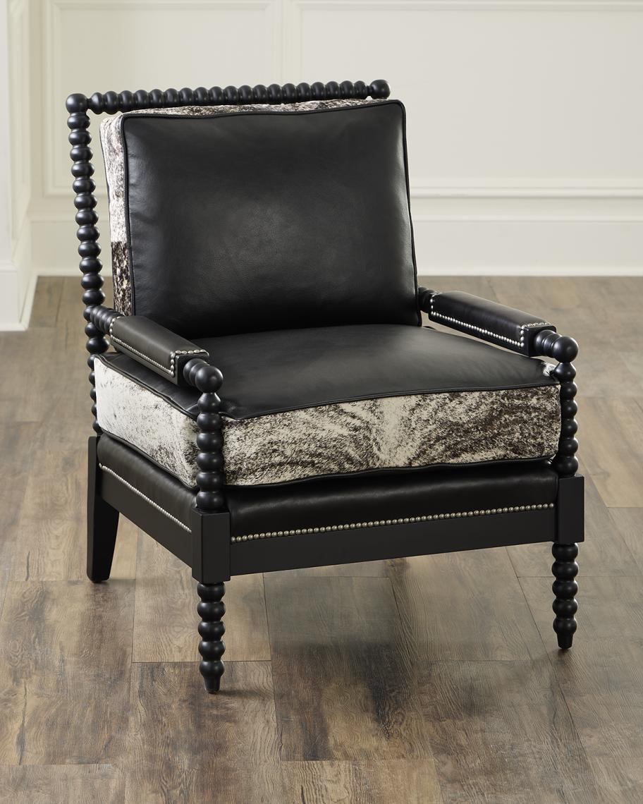 Old Hickory Tannery Percie Leather & Hair on Hide Spindle Chair ...