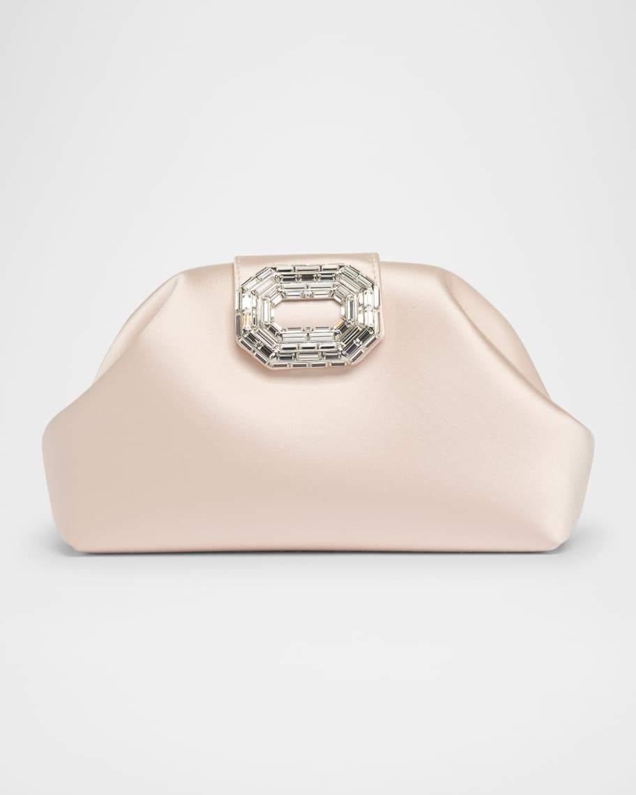 Amina Muaddi Camelia Buckle Satin Clutch Bag