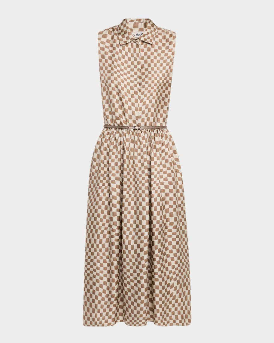 【25SS NEW】Max Mara_women / Sesia シルクシャツドレス Max Mara Sesia Checker Silk Sleeveless Midi Shirtdress