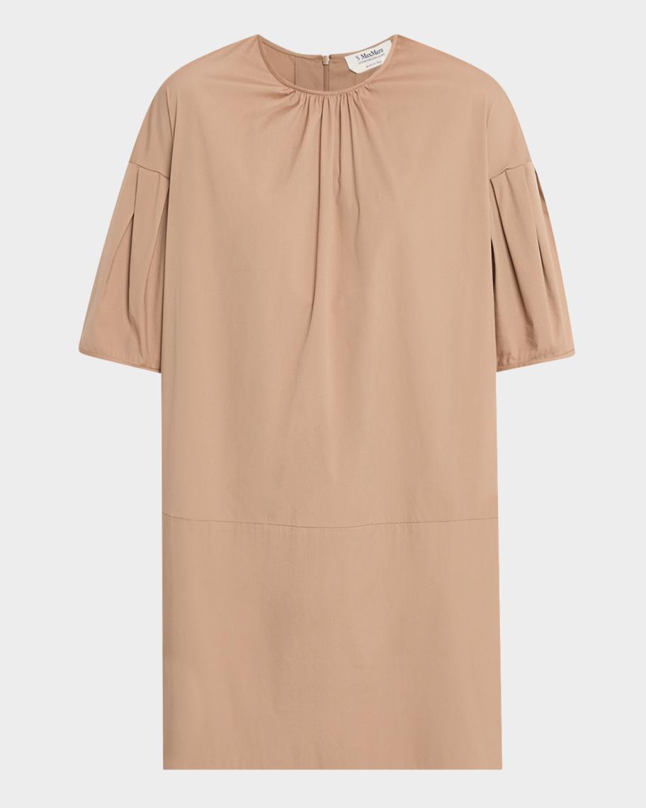 Max Mara Isotta Pleated Short-Sleeve Mini Shift Dress | Neiman Marcus