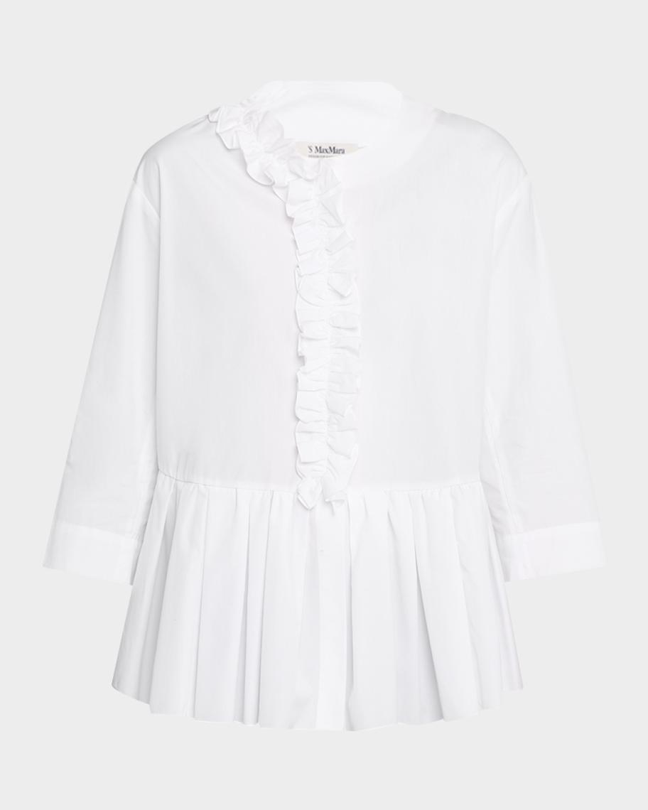 Max Mara Musa Ruffle Pleated Peplum Top | Neiman Marcus