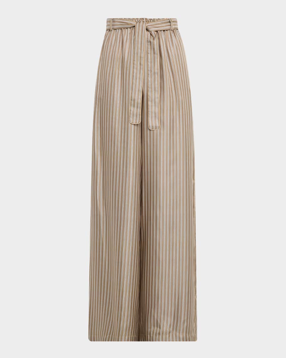 パンツ Max Mara Ladino Striped Silk Trousers Max Mara Ladino Stripe Belted Wide Leg Silk Pants | Nordstrom