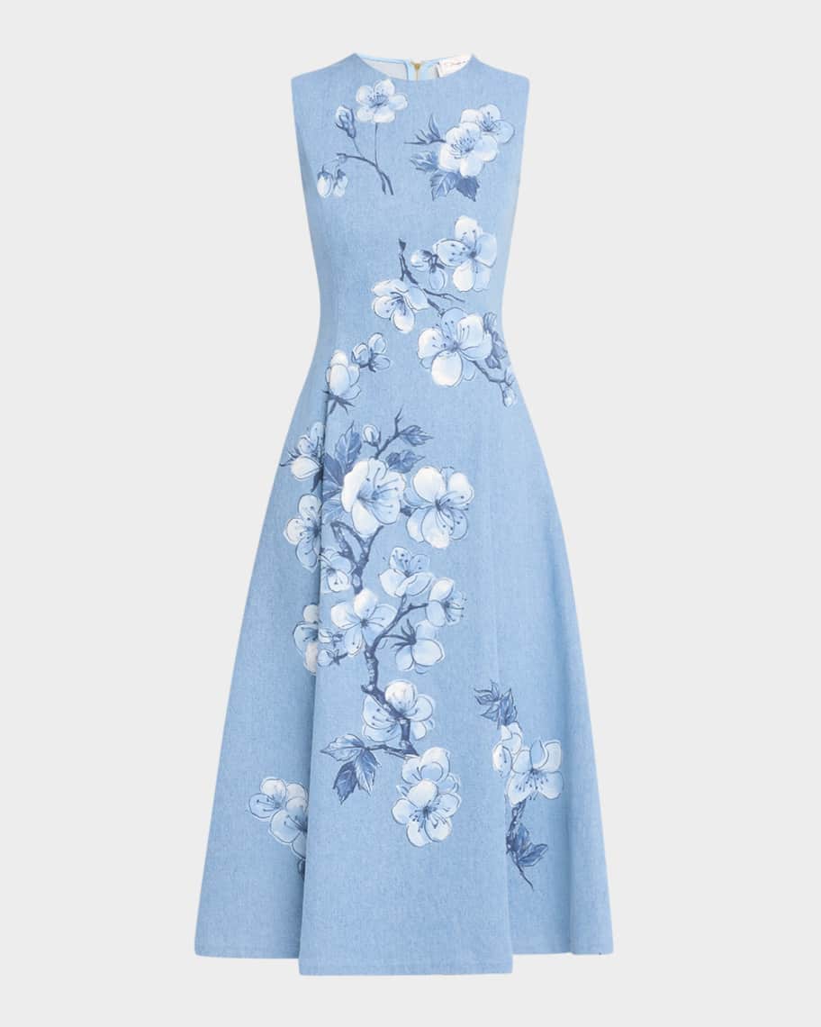 white christmas dresses Spaghetti Strap Rosette Denim Mini Dress - EB Luxe
