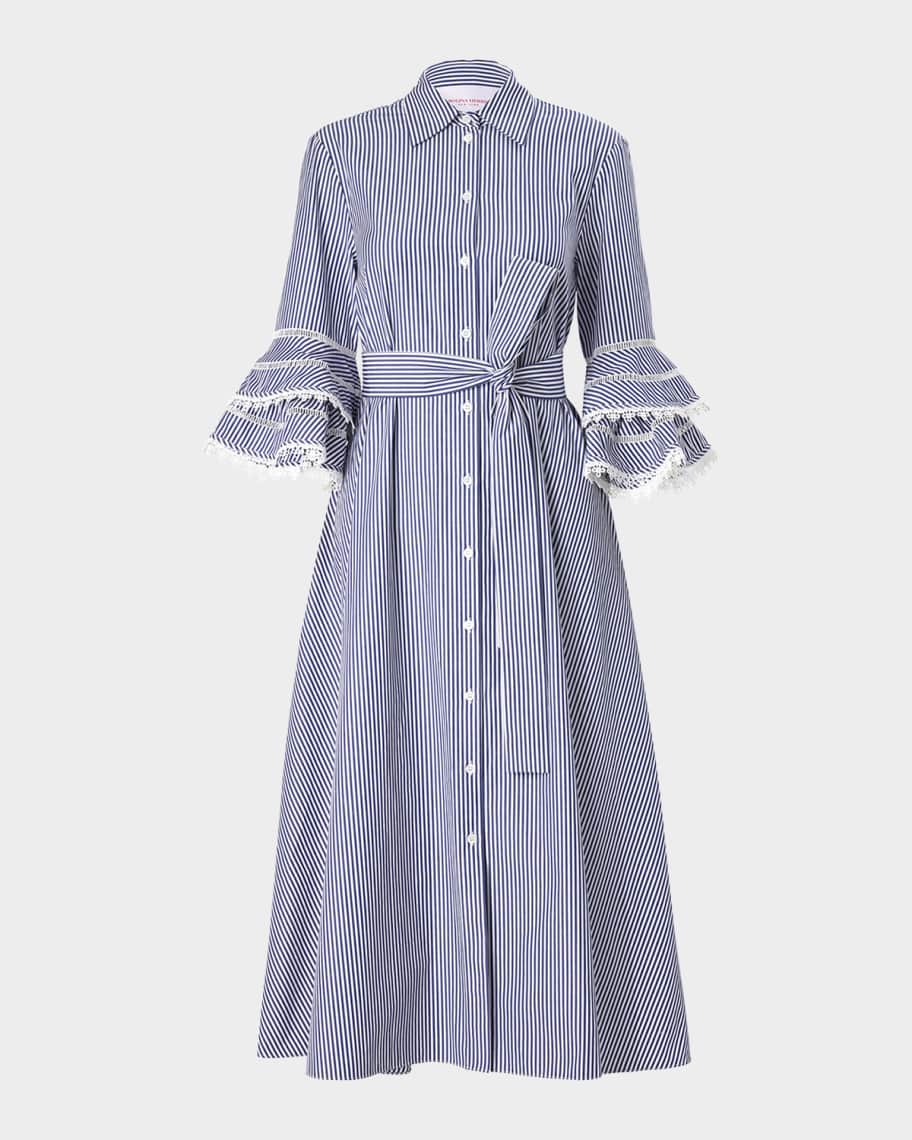 sheller シェリエ　fringe stripe shirt dress fringe stripe shirt dress – shéller / シェリエ