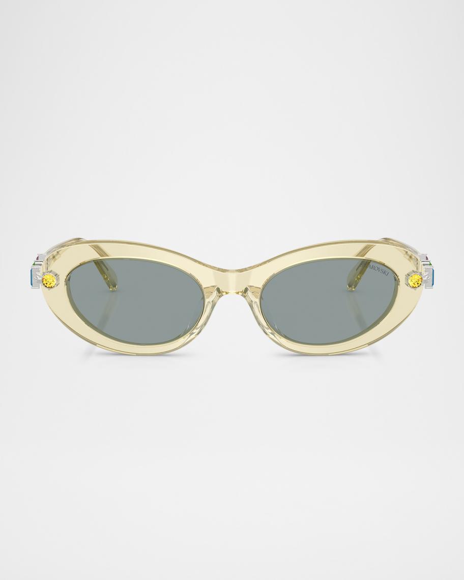 SWAROVSKI SK6042 Crystal-Embellished Acetate Oval Sunglasses  display picture 3