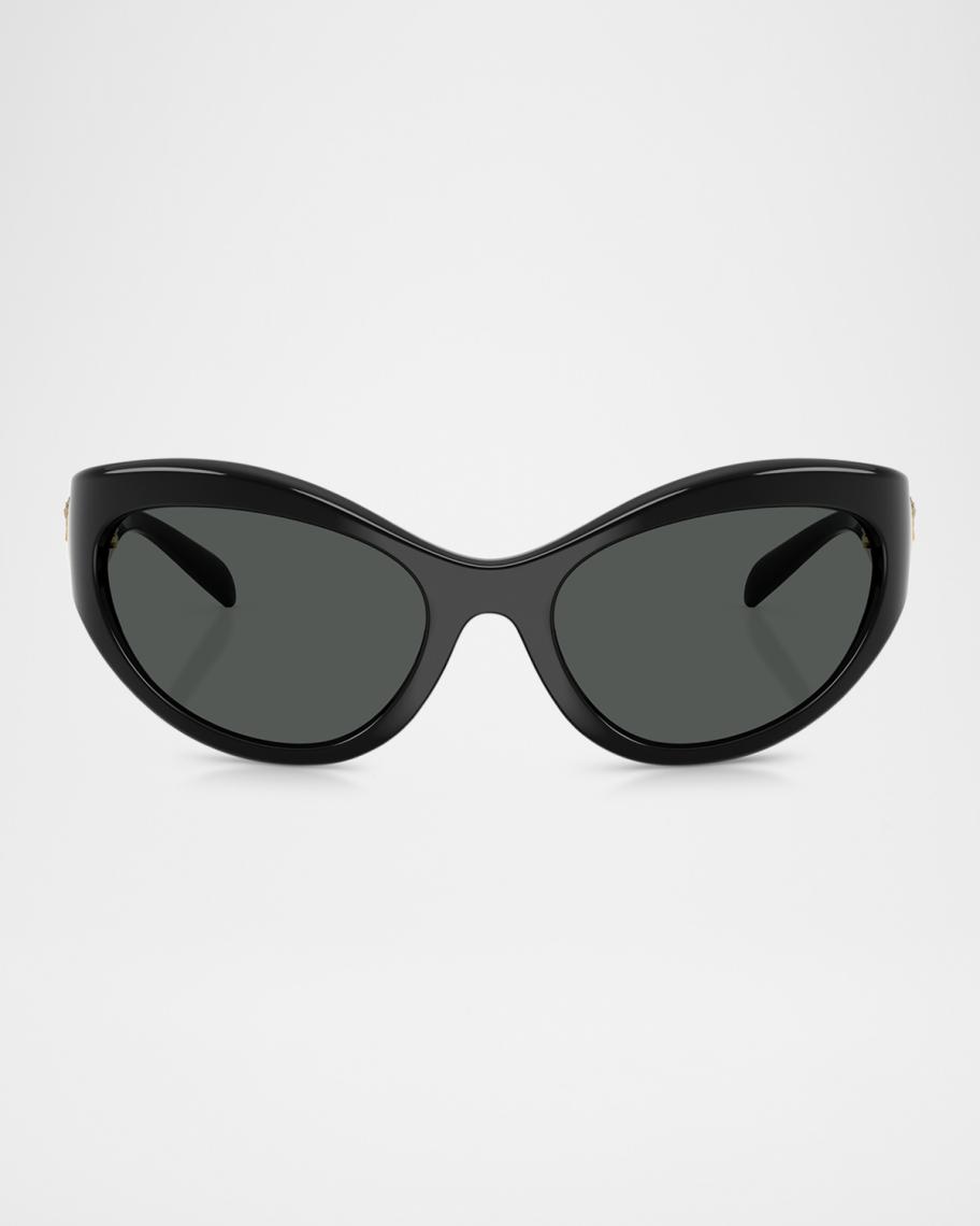 NWT Versace Medusa Black Gold Studded Cat Eye Small Medium Sunglasses Medusa Biggie Cat-Eye Sunglasses Black,Gold | VERSACE US main image 3