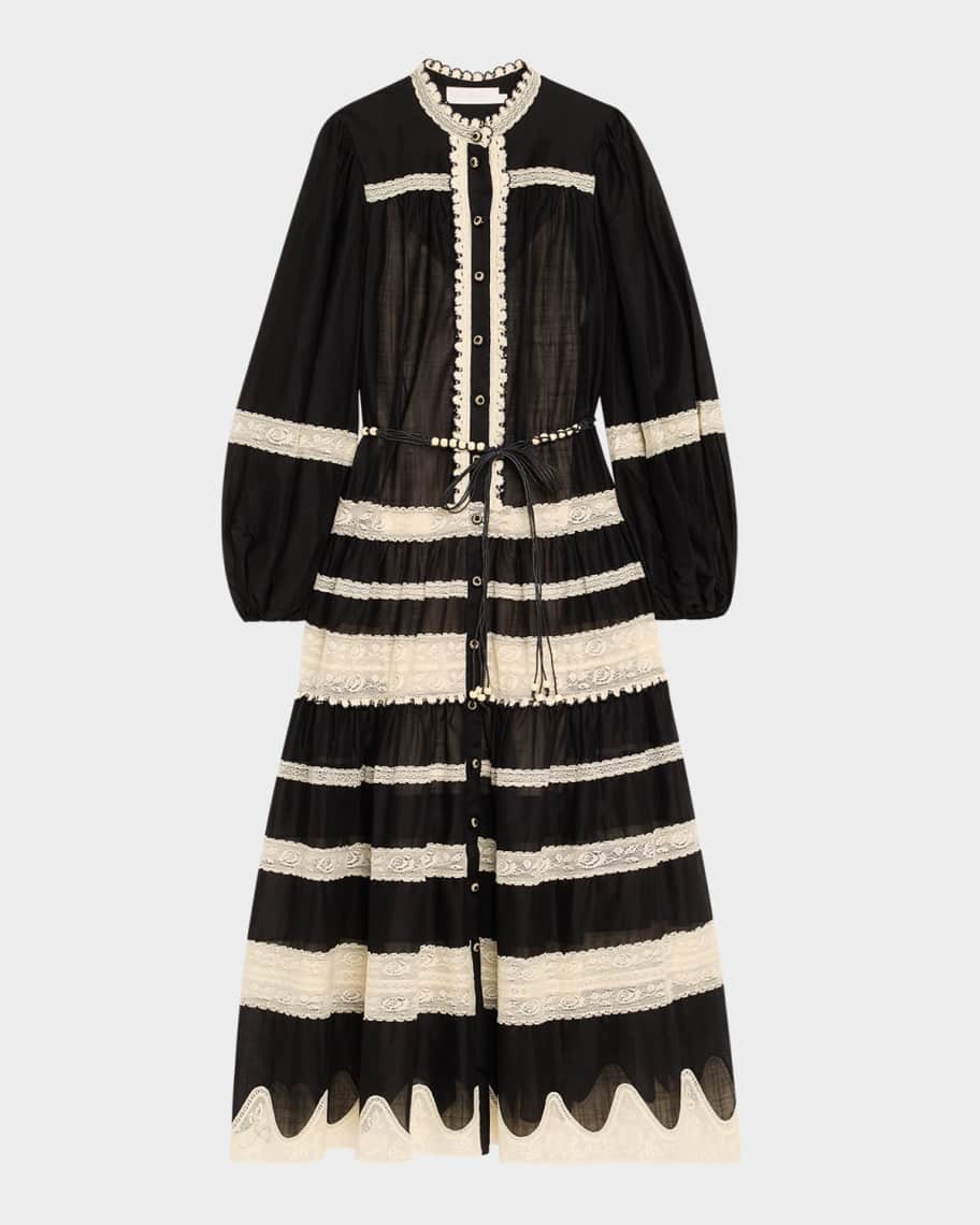 Zimmermann 'Rhiannon Lace Billow' Dress 0 White/Black