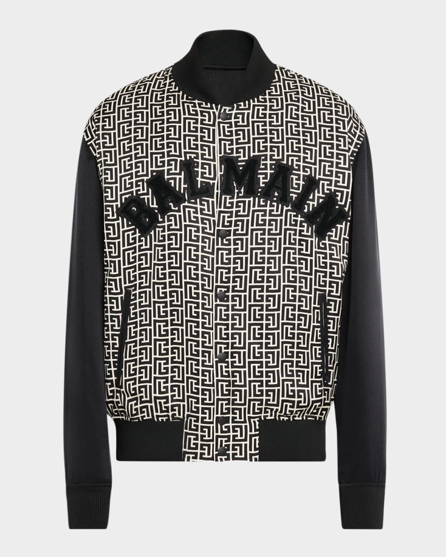 BALMAIN 　エンブレムボタンジャケット Balmain Men's Varsity Monogram Bomber Jacket with Patches