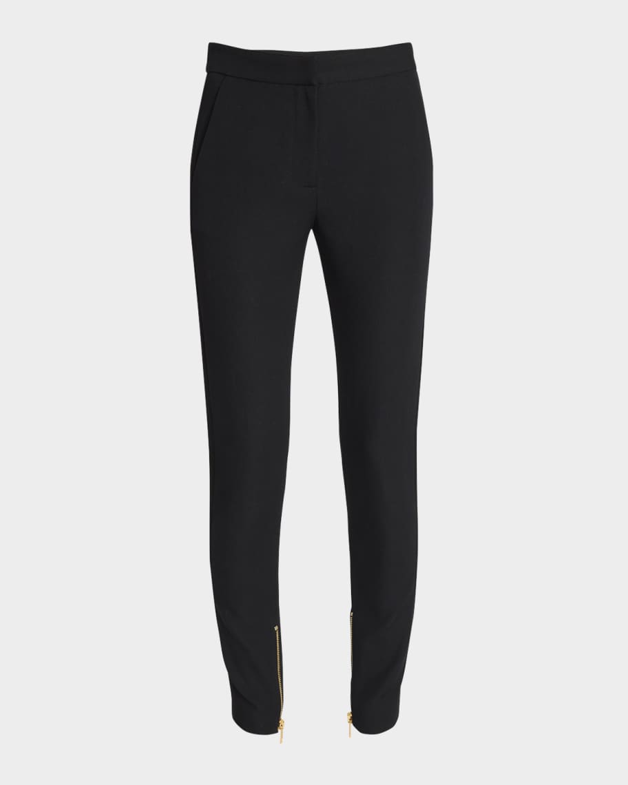 パンツ BALMAIN SS25 ZIPPED SATIN SLIM PANTS (EF0PM045ME54 EAP) Balmain Zipped Slim Wool-Satin Pants | Neiman Marcus