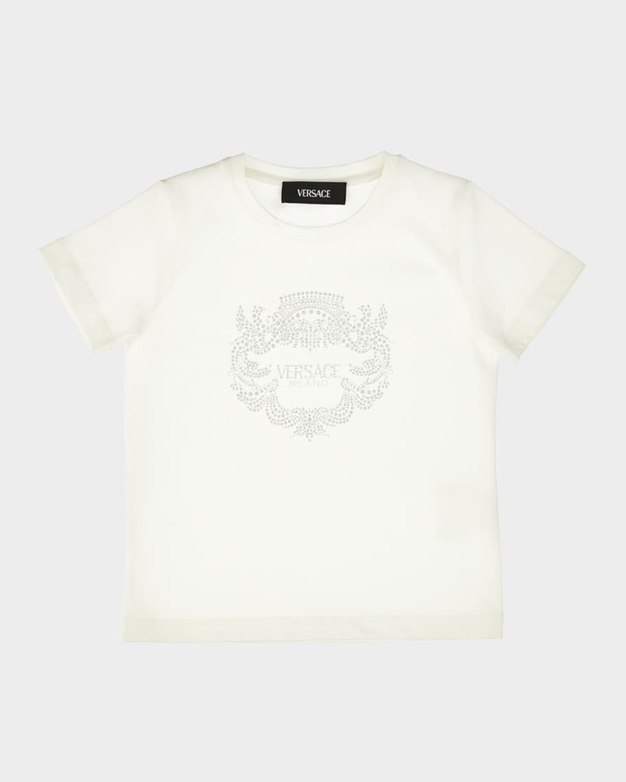 Versace Girl's T-Shirt W/ Embellished Logo Crest, Size 2-5