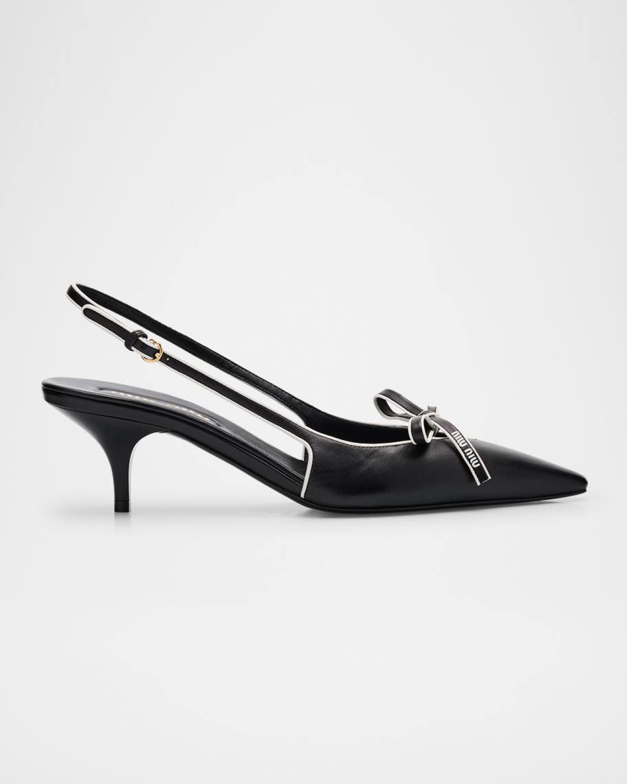 Miu Miu Nappa Leather Bow Slingback Pumps | Neiman Marcus