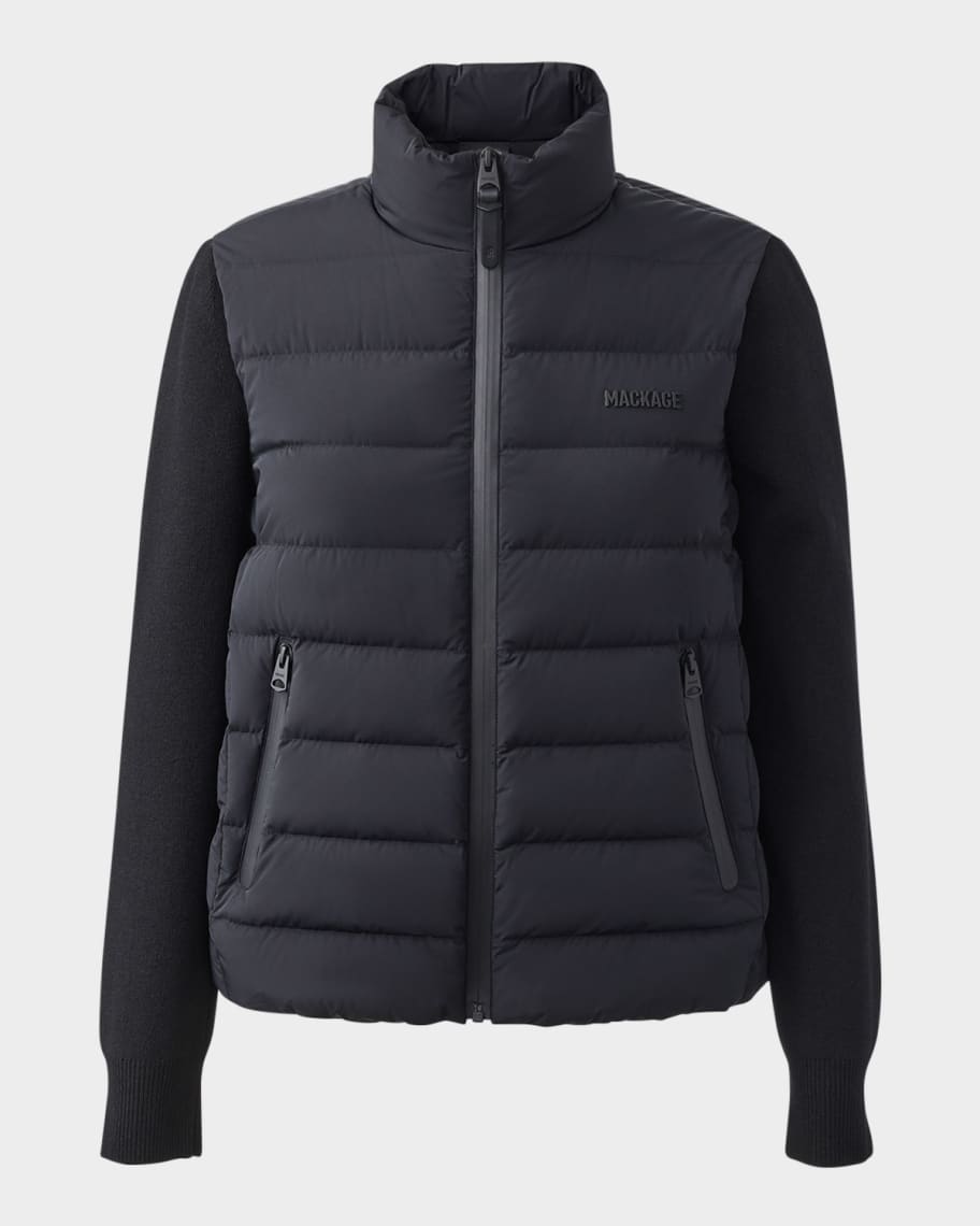 Mackage Oceane-City Light Down Mixed-Media Jacket | Neiman Marcus