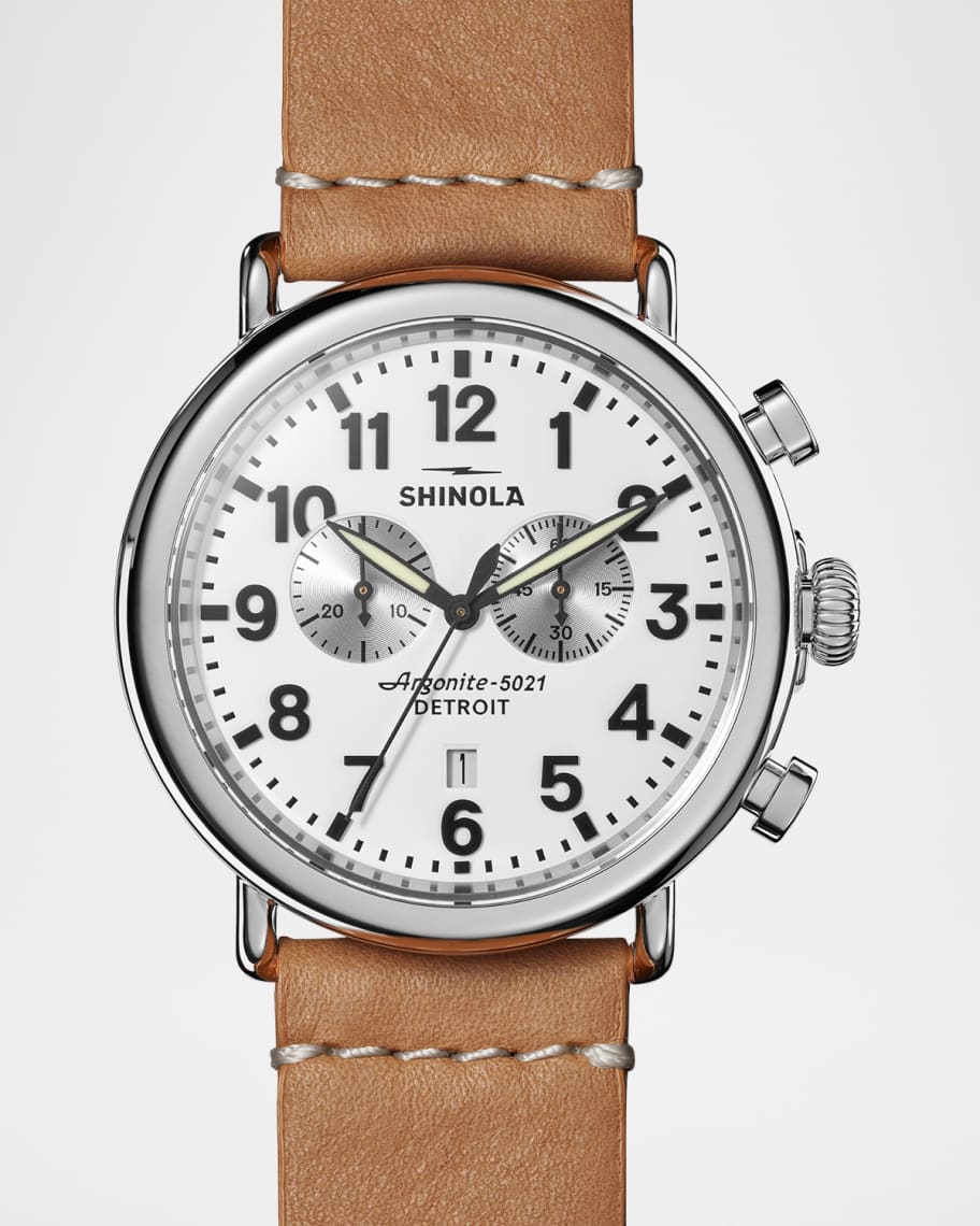 Shinola The Runwell Chronograph Leather-Strap Watch, 47mm Neiman