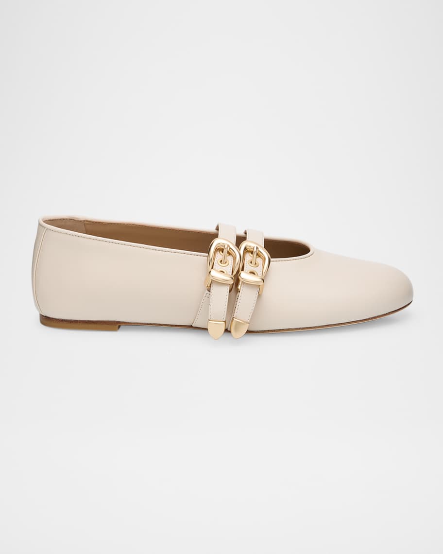 Stuart Weitzman Maven Leather Dual Buckle Mary Jane