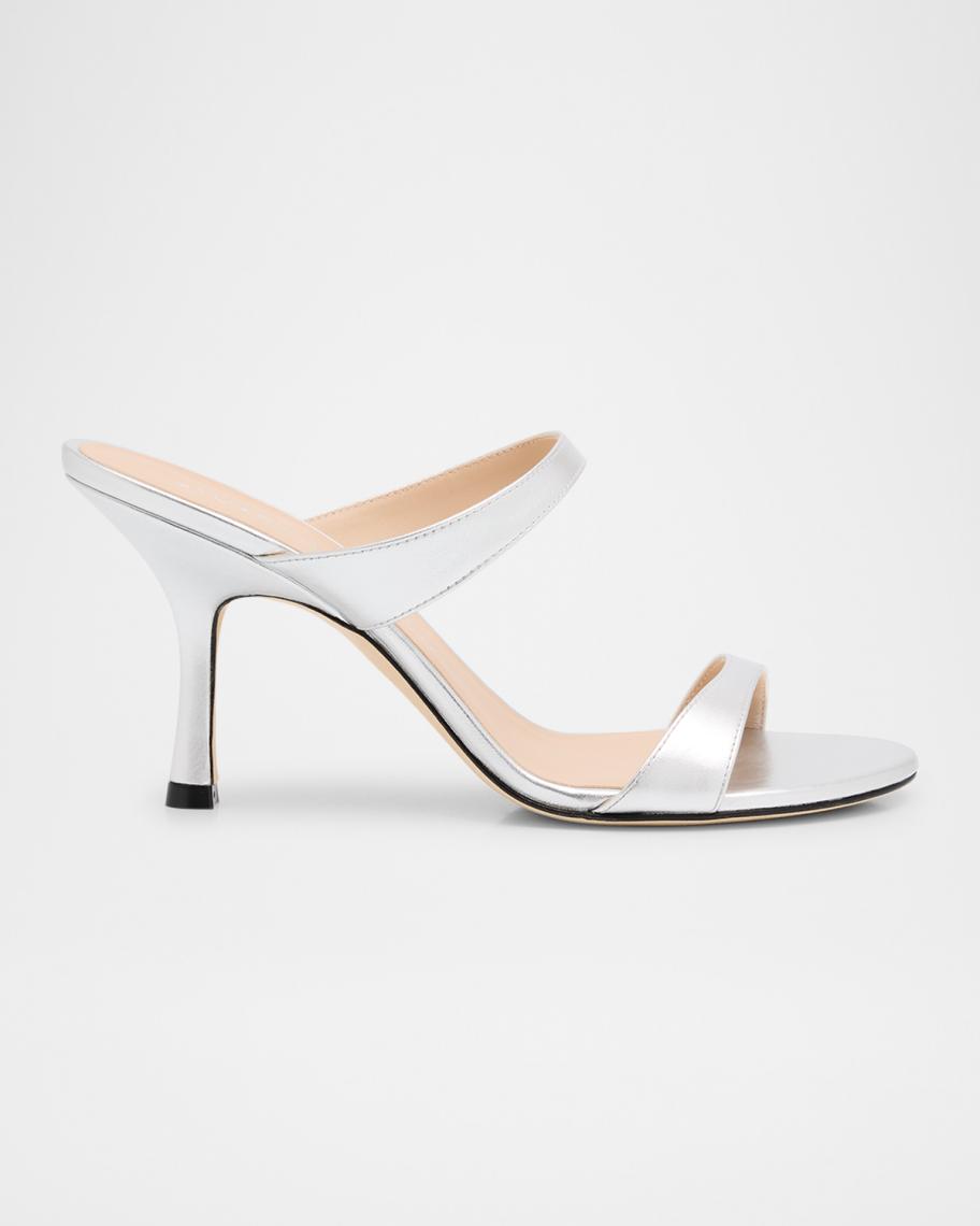 Stuart Weitzman Nudist Metallic Dual-Band Slide Sandals | Neiman
