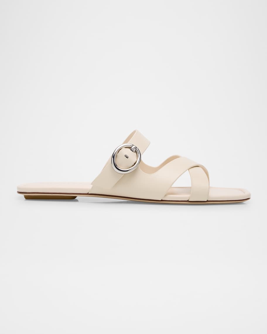 Stuart Weitzman Villa Leather Slide Sandals | Neiman Marcus