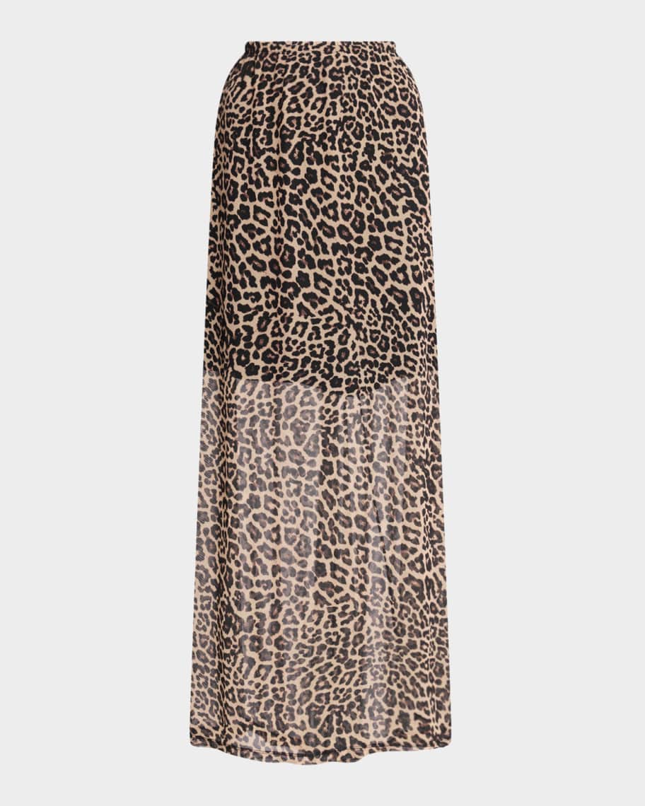 【NONCODE】Muddy Modern Slit Skirt Johnny Was Leopard-Print Mesh Maxi Skirt | Neiman Marcus