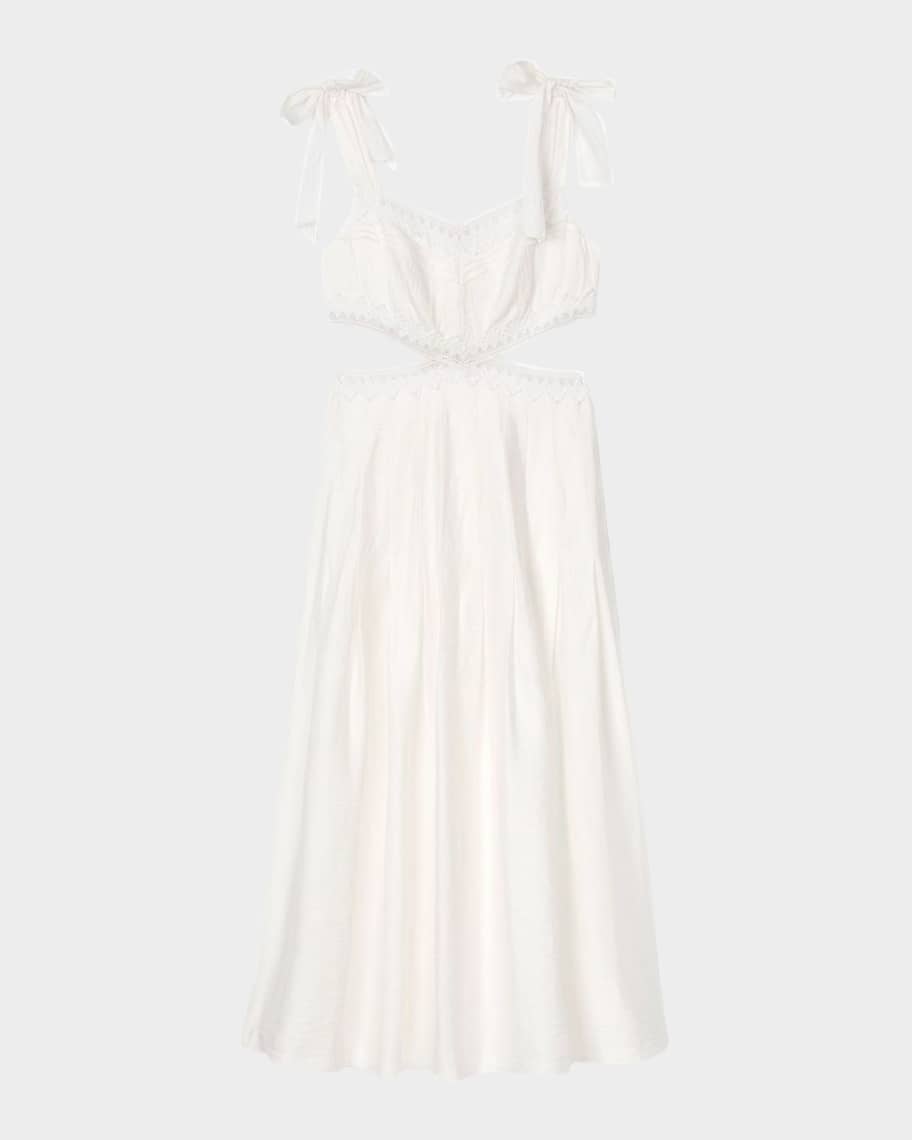 Sandro Solena Embroidered Cutout Midi Dress