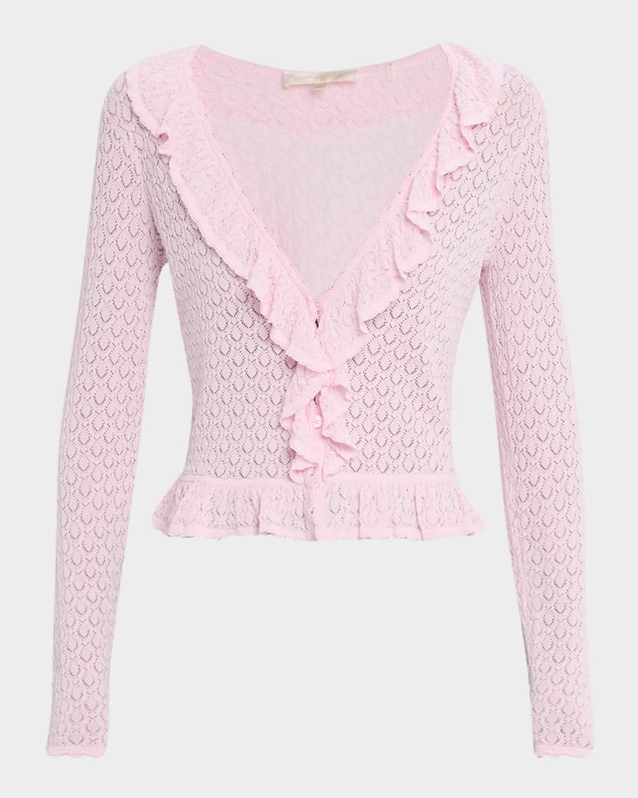LoveShackFancy Nilah Ruffle-Trim Cardigan | Neiman Marcus