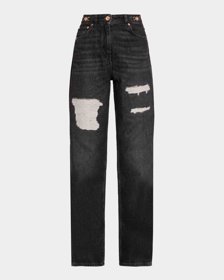 【送料&関税込】Versace Straight Denim Jeans Versace wide-leg Jeans | Blue | FARFETCH