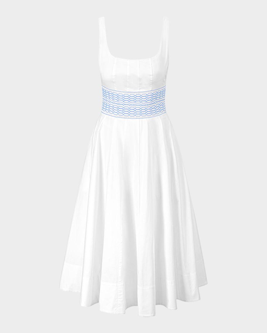 STAUD Rig Embroidered Cotton Midi Dress | Neiman Marcus