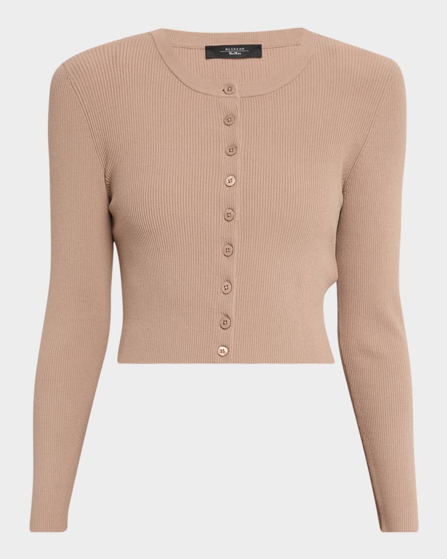 Weekend Max Mara Magiaro Cropped Rib Knit Cardigan | Neiman Marcus