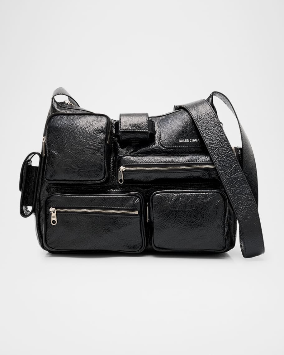 Balenciaga Men's Superbusy Arena Lambskin Messenger Bag | Neiman