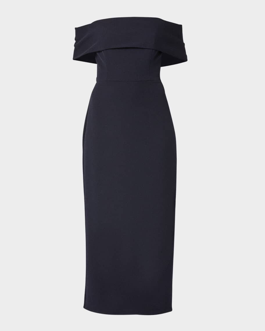 shoshanna off the shoulder dress Midnight Calder Dress