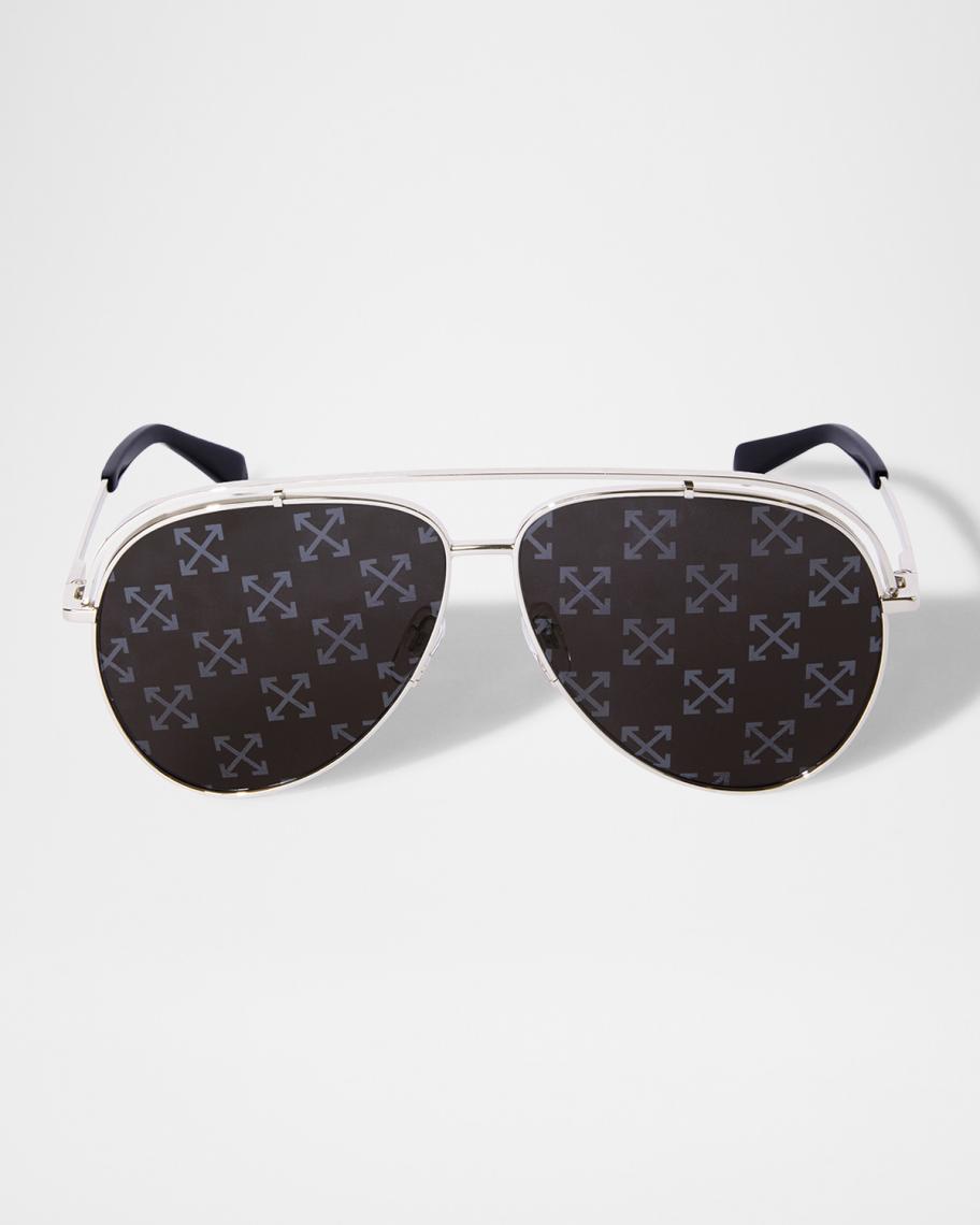 Off-White Men's Winner Arrow-Lens Metal Aviator Sunglasses