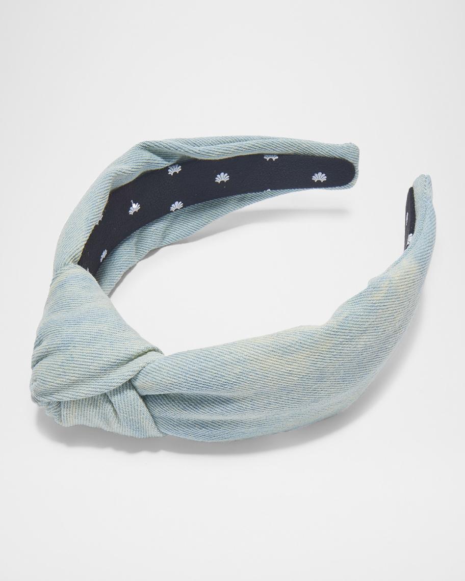 Lele Sadoughi Denim Knotted Headband MINT Lele Sadoughi Royal Blue Neoprene Knotted Headband – Lele  main image 4
