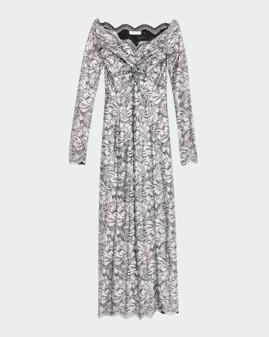 rabanne off the shoulder lace dress Off-shoulder lace maxi dress in white - Rabanne