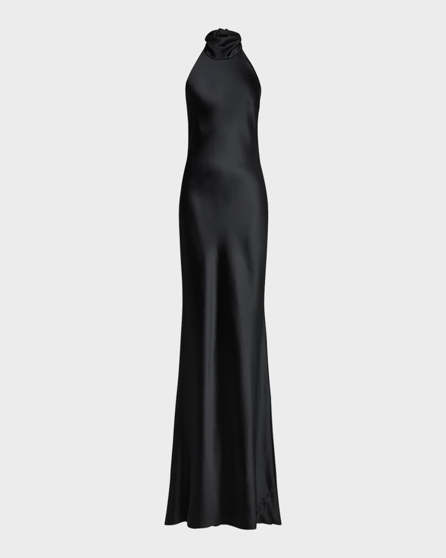 chilton stretch satin evening dress Ralph Lauren Chilton Stretch Satin Evening Dress