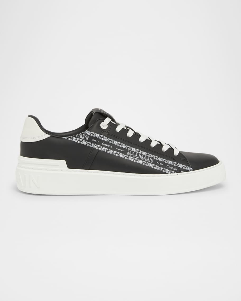BALMAINバルマンB Court Logo Low Top Sneakersスニーカー Balmain Men's B-Court Chain Logo Calfskin Low-Top Sneakers
