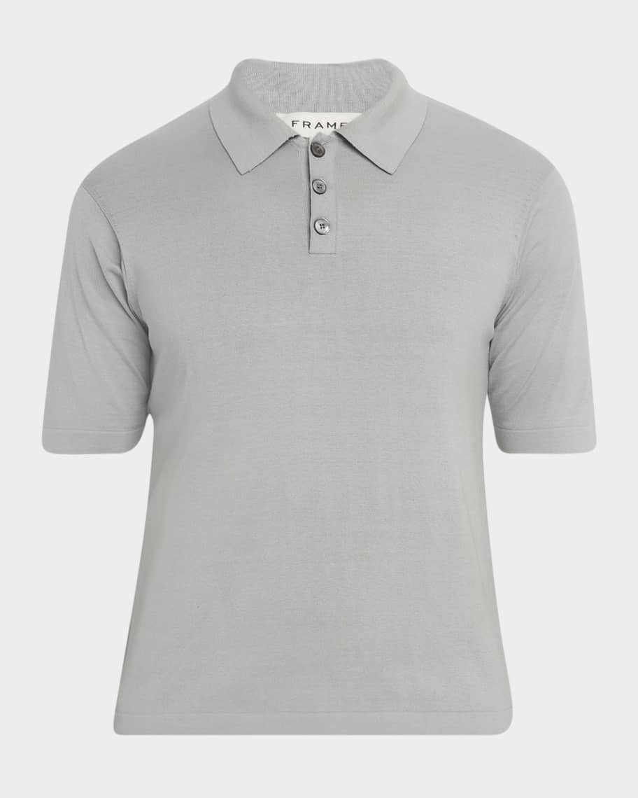 FRAME Men's Cotton Silk Polo Sweater | Neiman Marcus