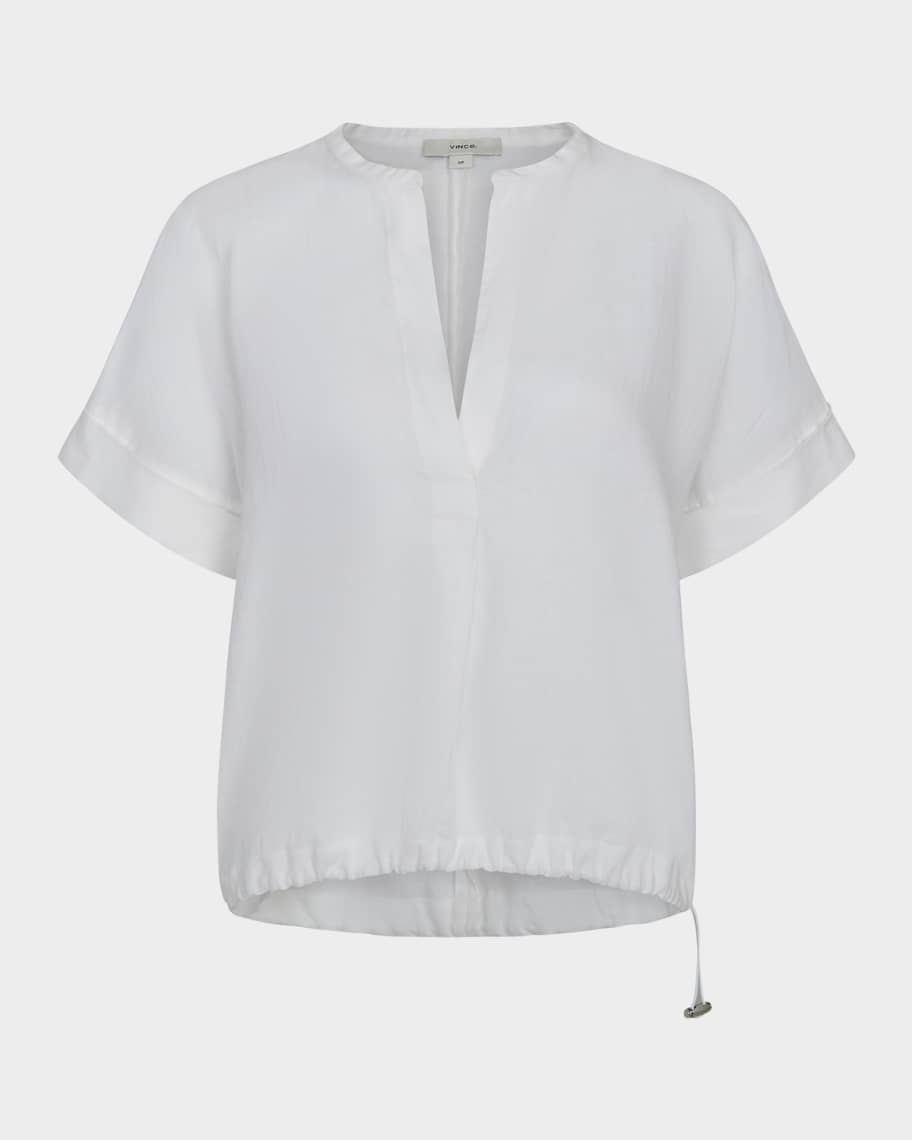 Vince Short-Sleeve Linen Top | Neiman Marcus