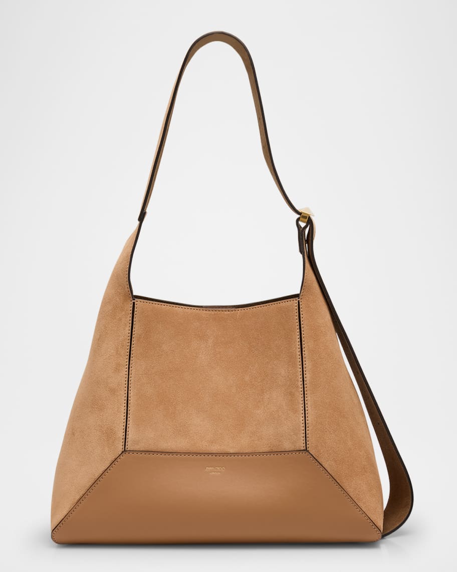 Jimmy Choo Diamond Medium Structured Suede Hobo Bag | Neiman Marcus