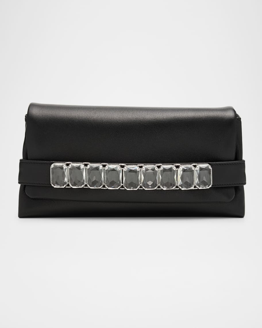 Kya Crystal-Embellished Leather Clutch Bag