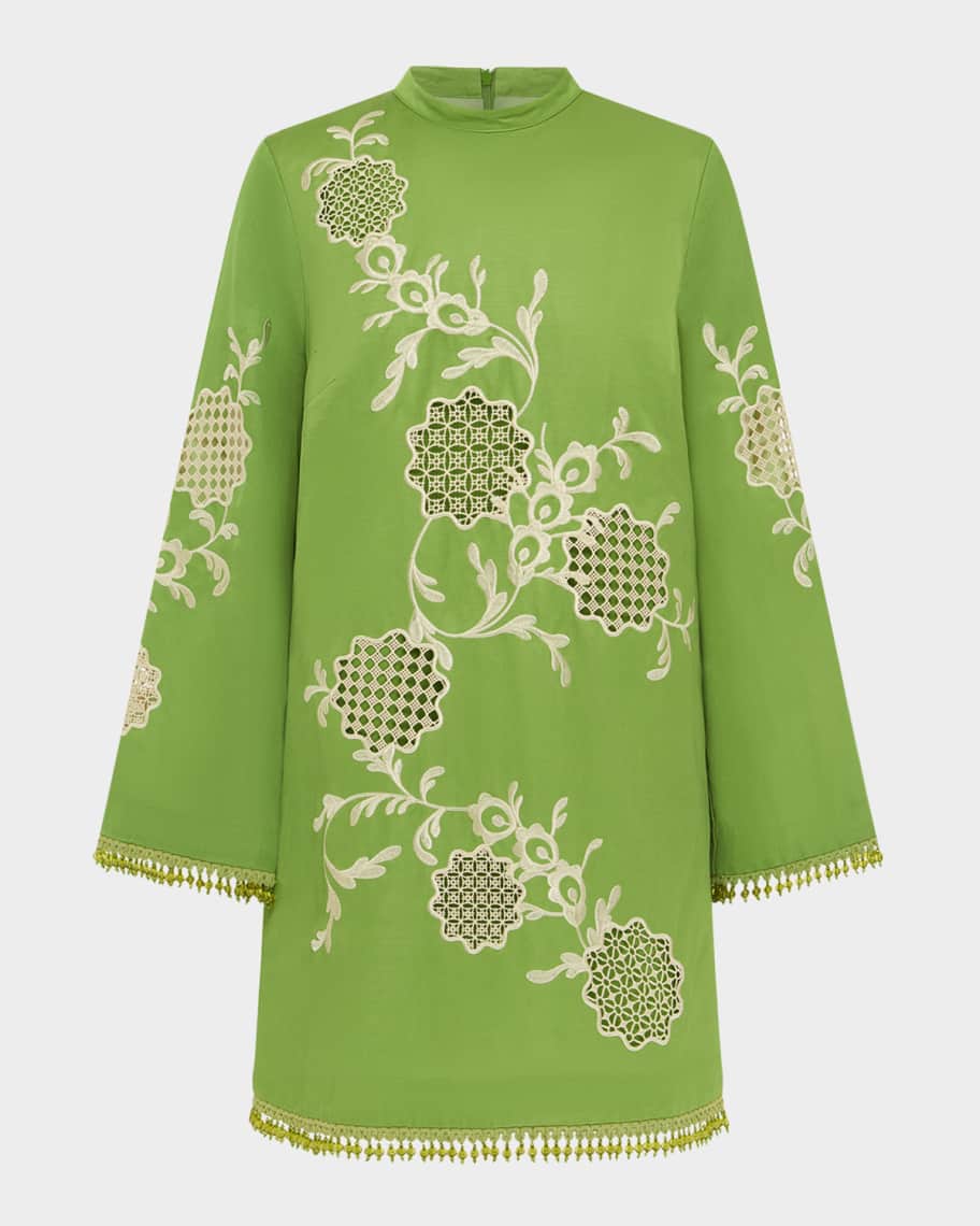 luisa embroidered midi dress Luisa Embroidered Cotton Midi Dress (Women)