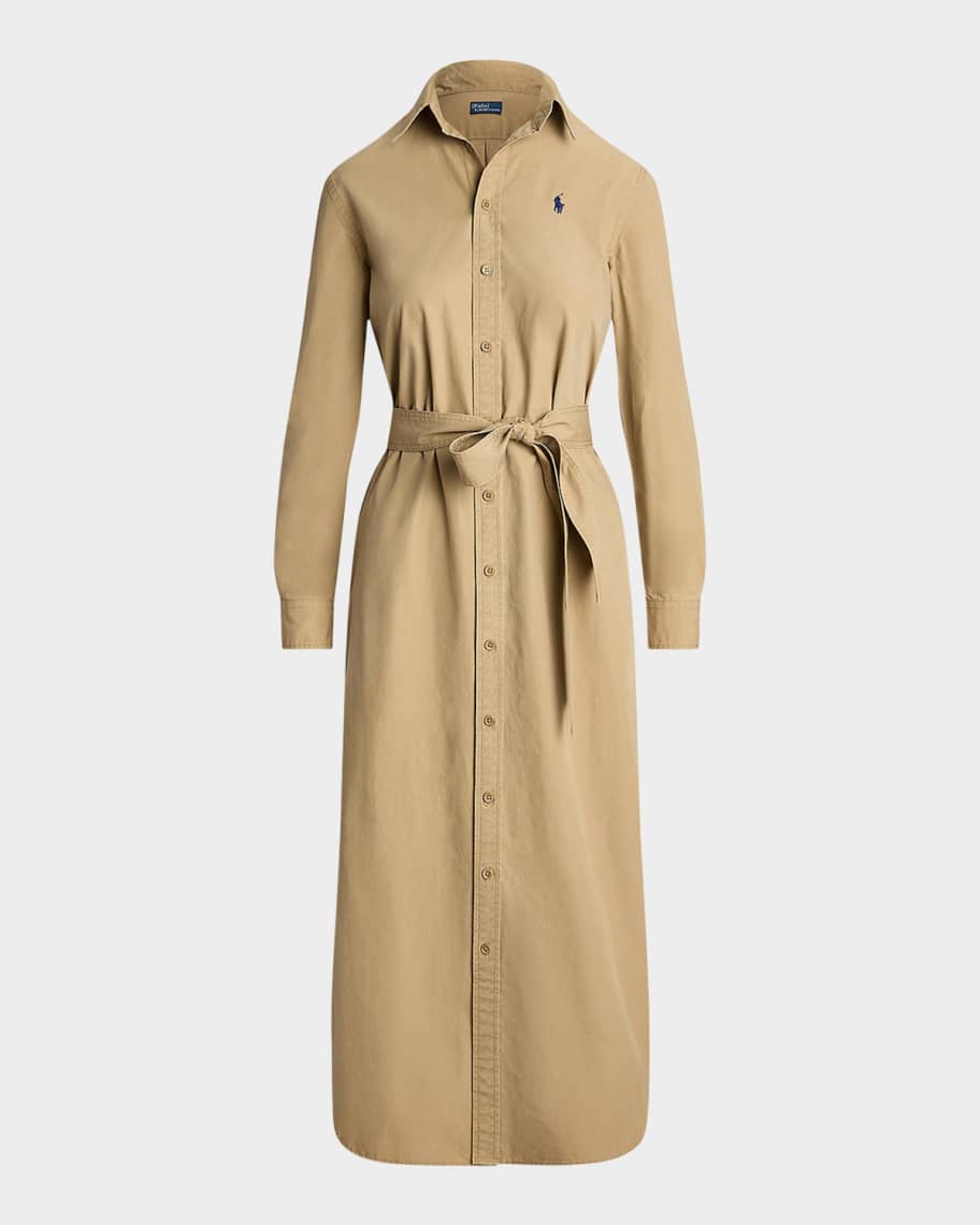 Polo Ralph Lauren Belted Cotton Midi Shirtdress | Neiman Marcus
