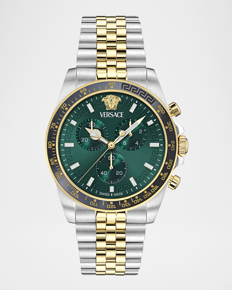 Versace Greca Chrono Wave 43MM Two Tone Bracelet Watch | Neiman Marcus