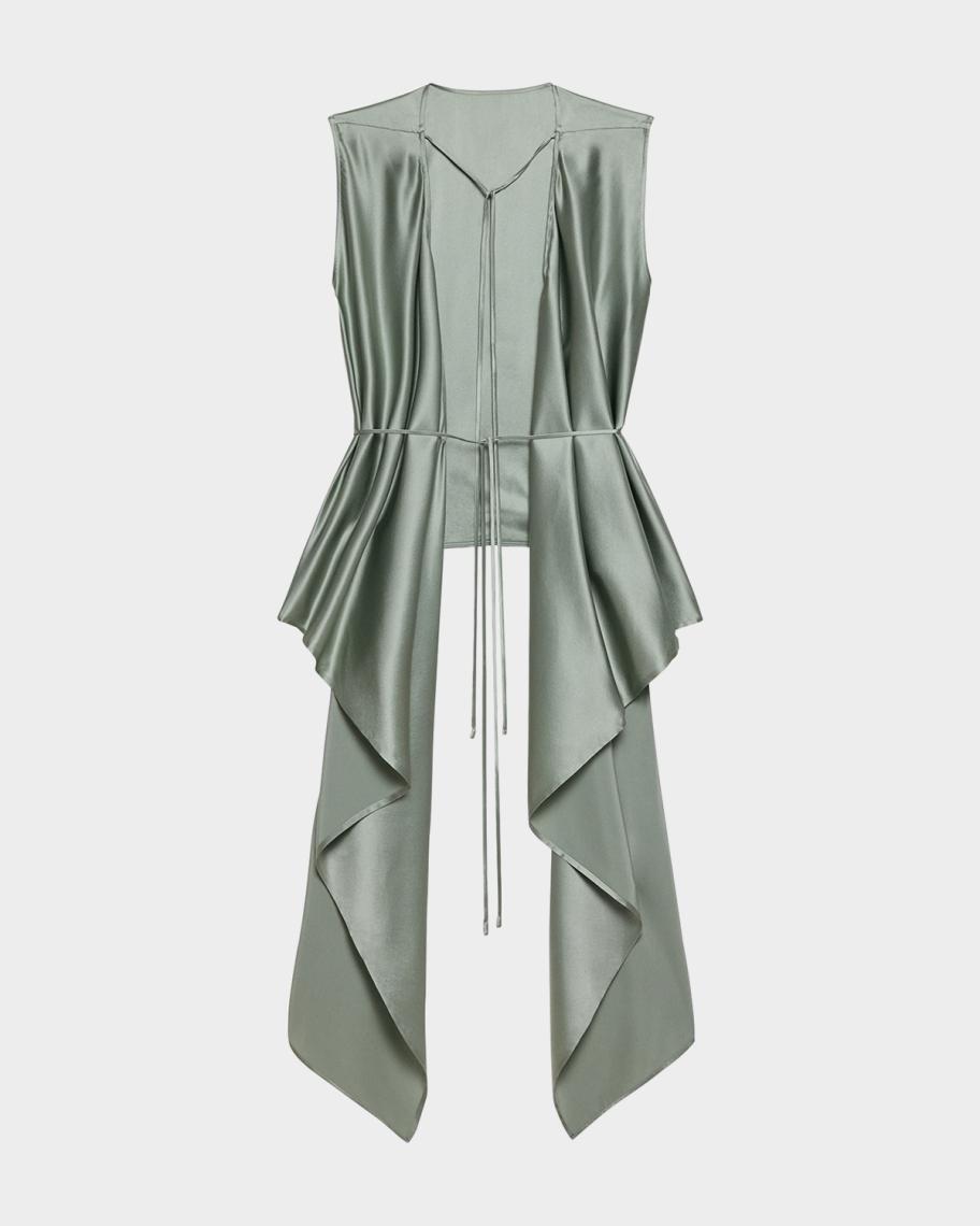 Helmut Lang Sleeveless Draped Silk Scarf Top | Neiman Marcus