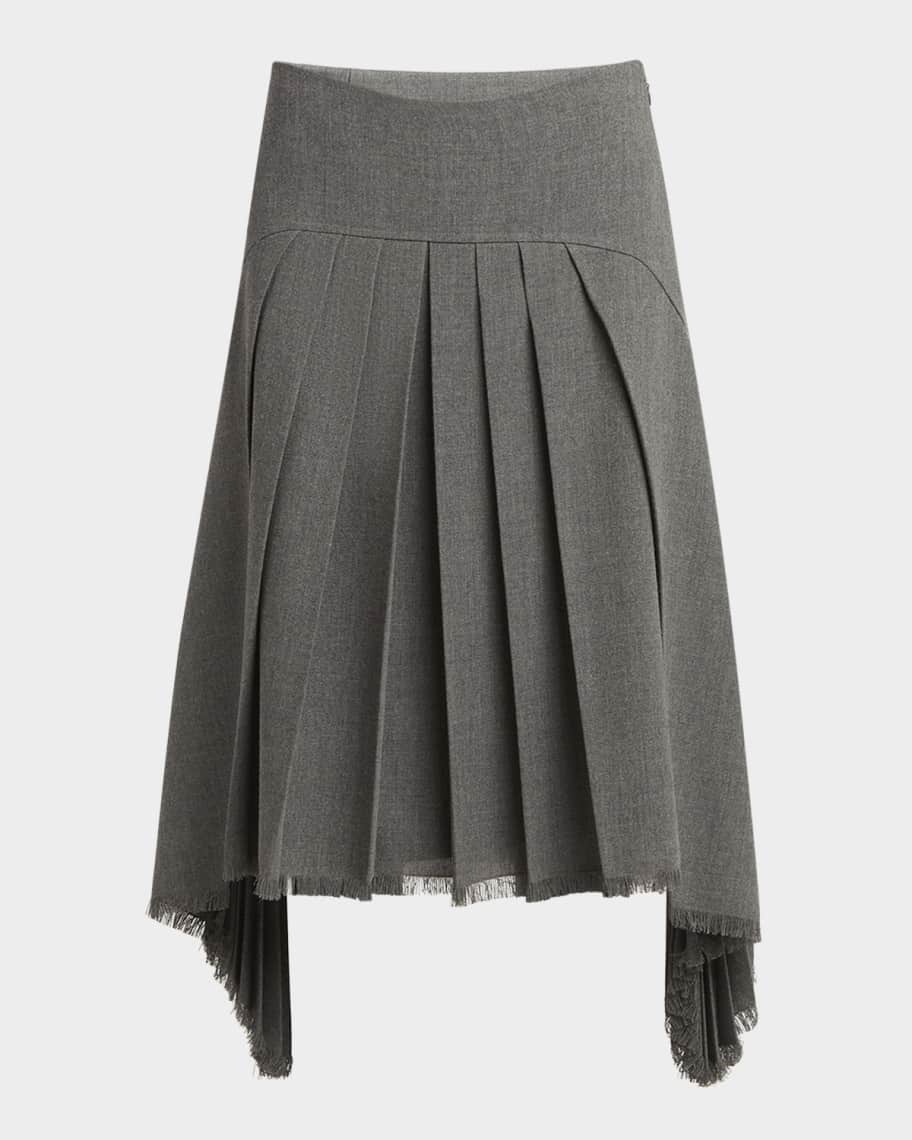 Jil Sander Curved-Yoked Pleated Midi Skirt | Neiman Marcus