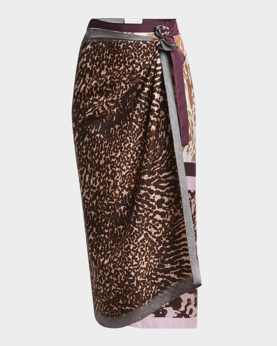 Dries Van Noten Printed Silk Midi Wrap Skirt | Neiman Marcus